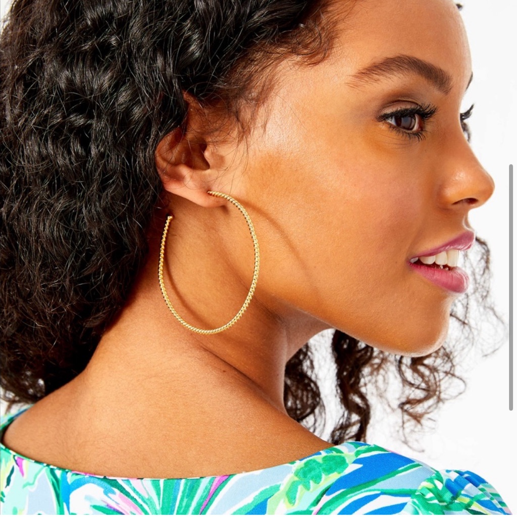 Lilly Pulitzer Gold Island Hoop Earrings Nwt 45$